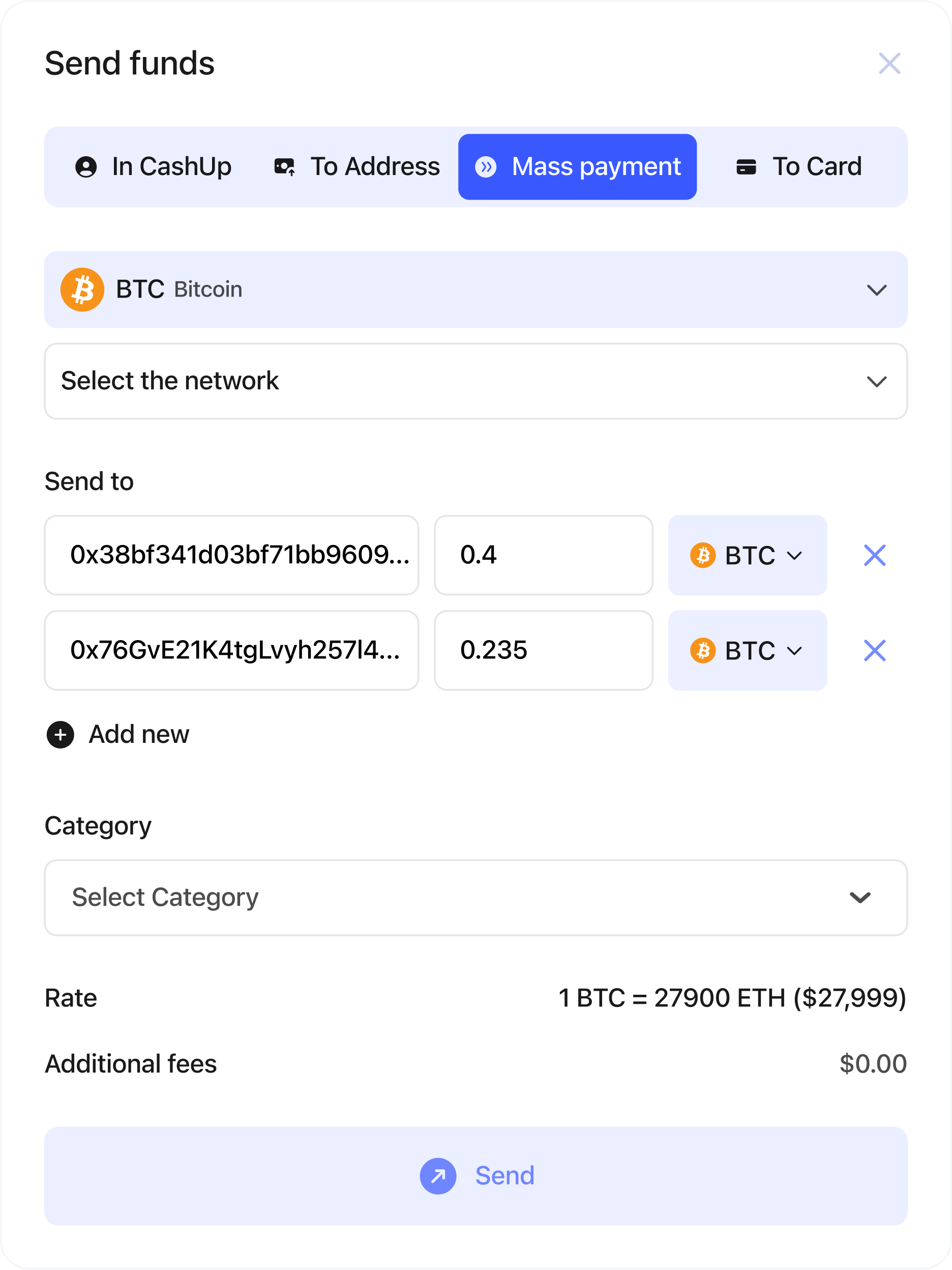 C-Pay Send Funds Interface